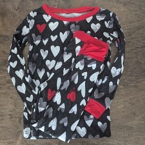 Little Sleepies Monochrome Hearts Long Sleeve Two Piece Bamboo Pajama Set PJs 4T